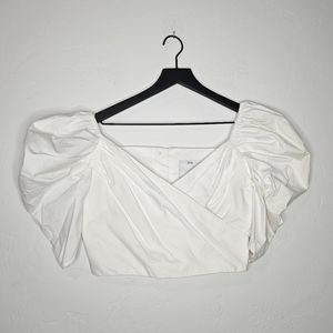 C/MEO Collective Lift Me Puff Sleeve White‎ Crop Top Size Small NWT
